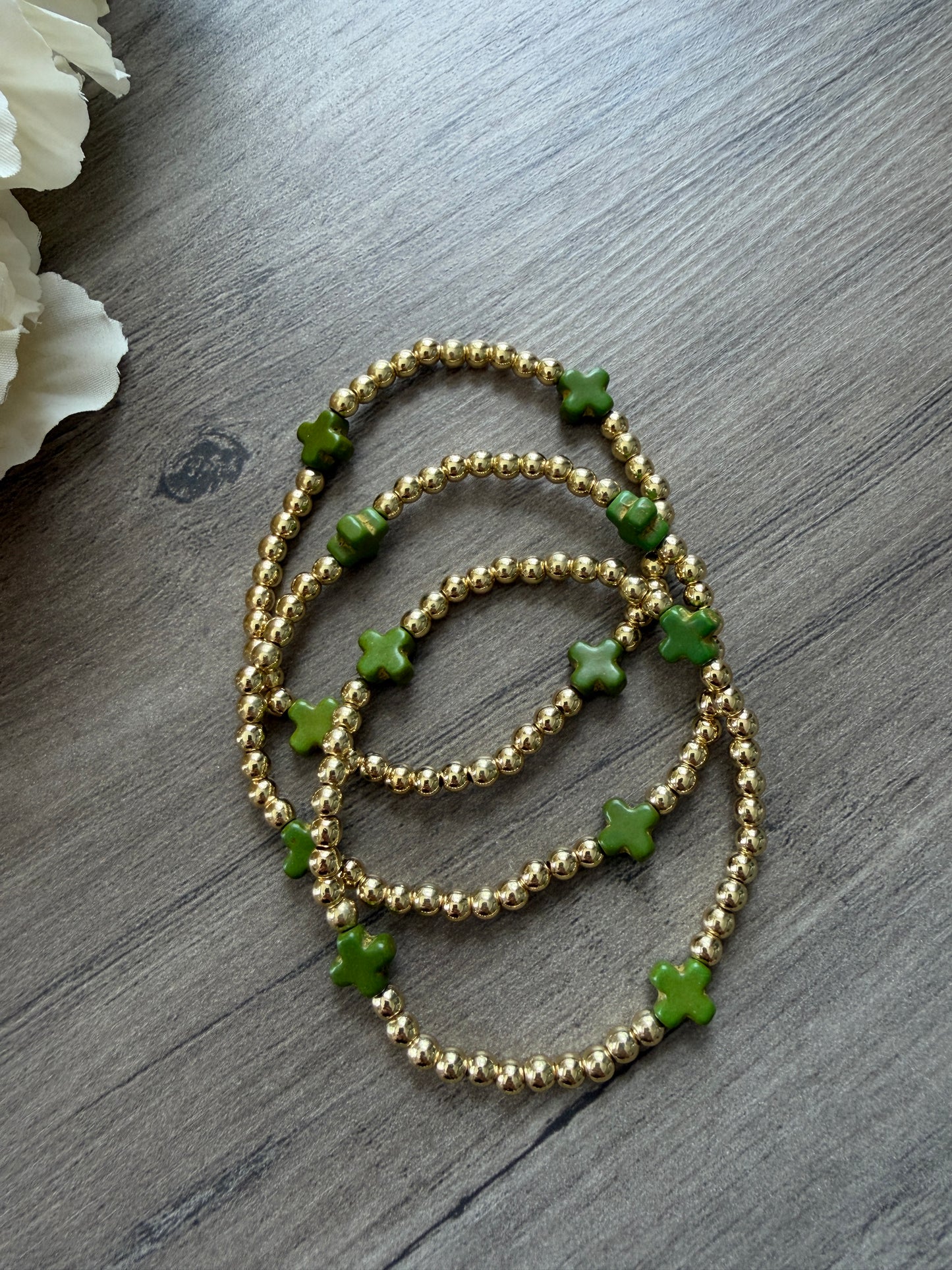 18k Gold-Filled Colorful Cross Beaded Bracelet (4mm)