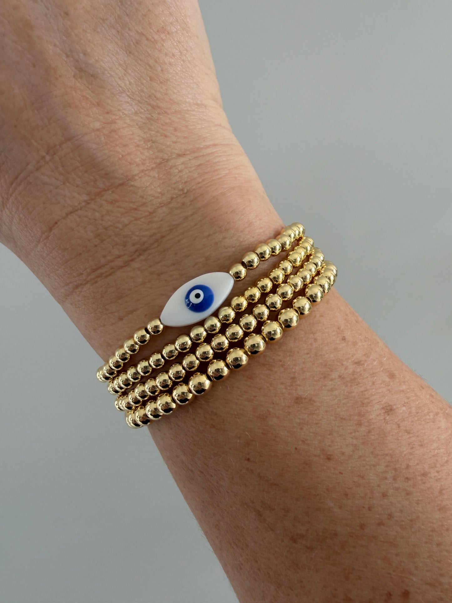 18k Gold-Filled Evil Eye Beaded Bracelet