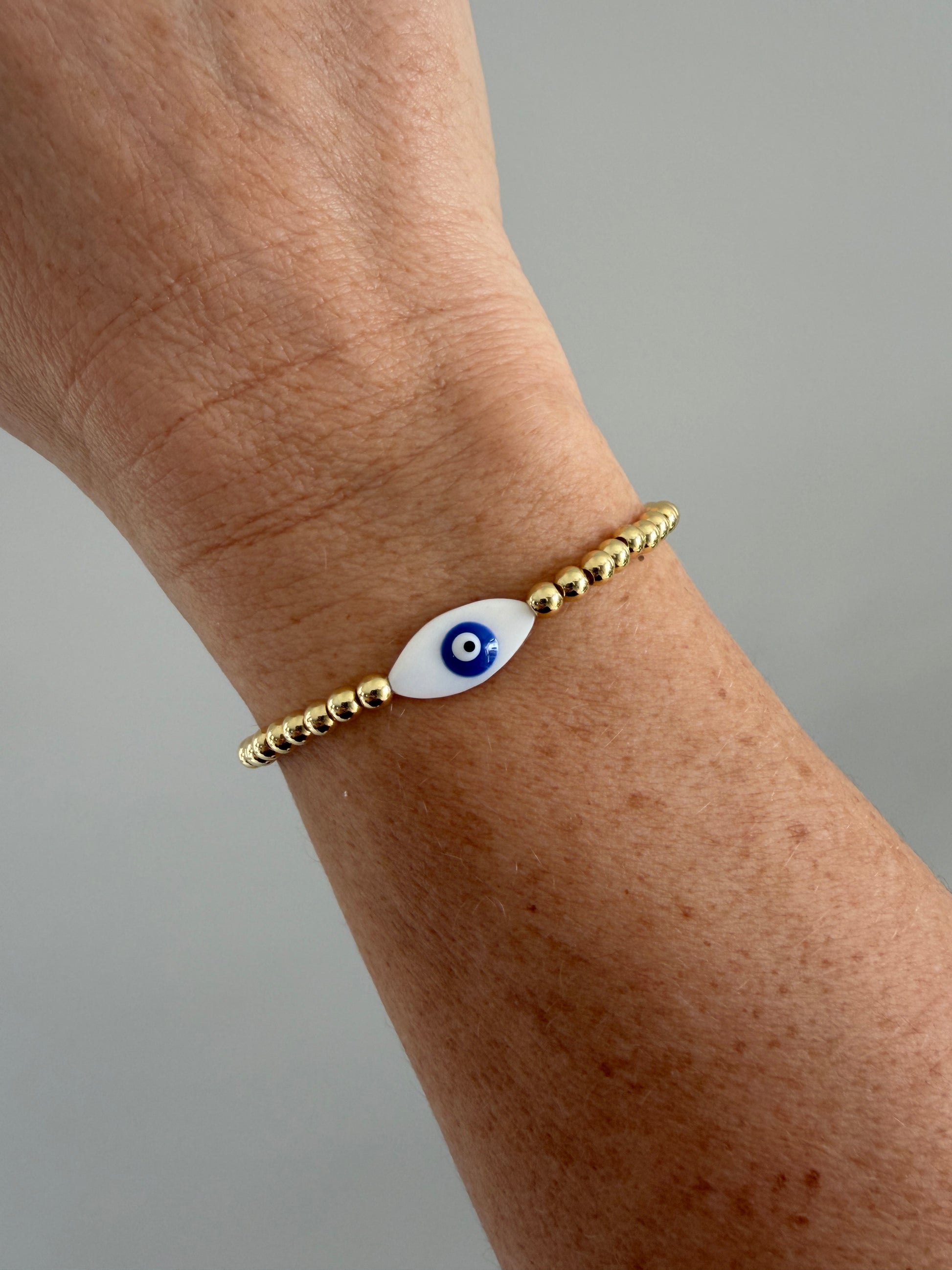 18K gold-filled evil eye beaded bracelet