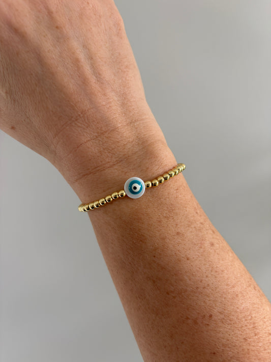 18K gold-filled evil eye beaded bracelet
