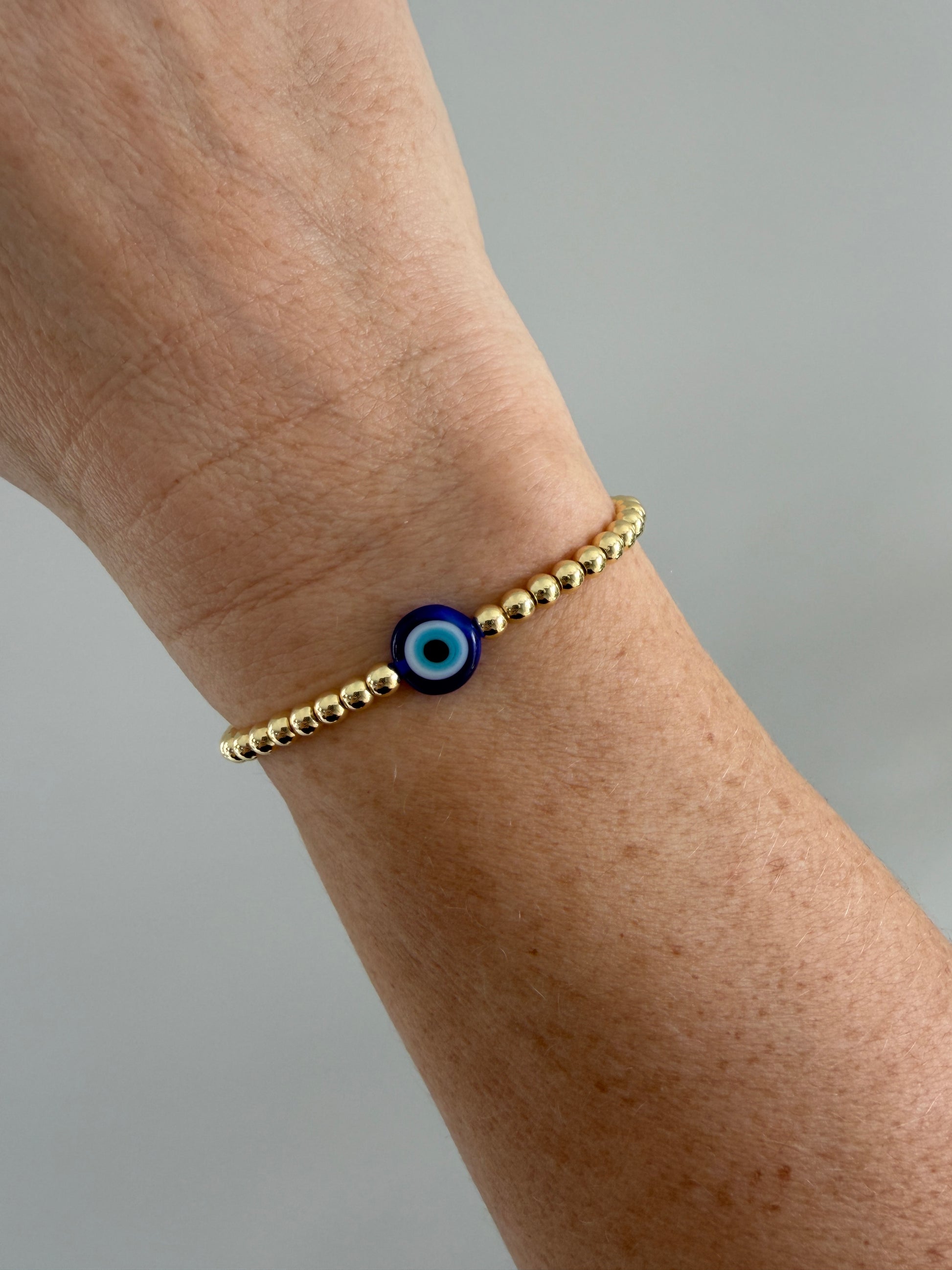 18K gold-filled evil eye beaded bracelet