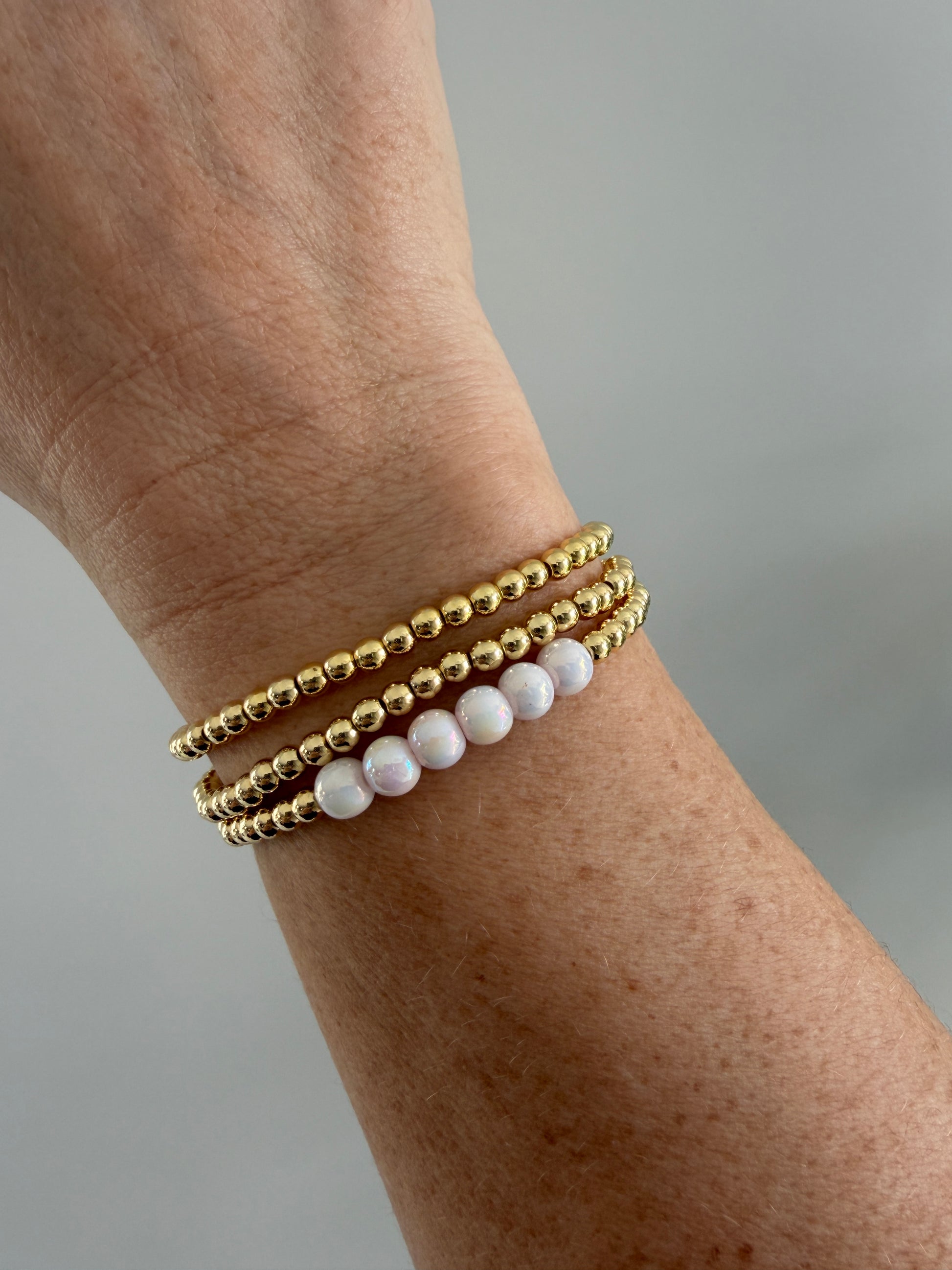 18k gold filled and pearls bracelet stack
