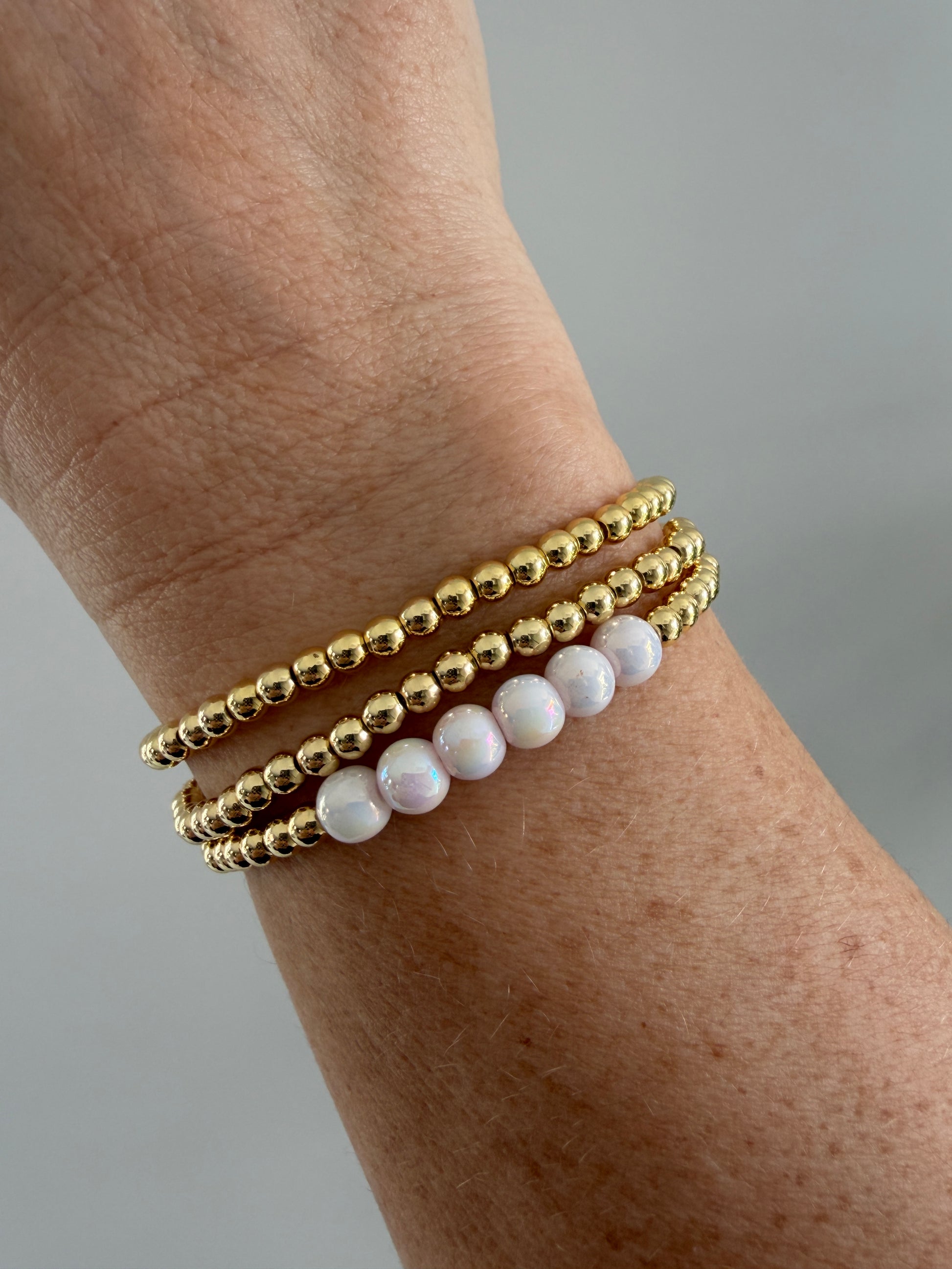 18k gold filled and pearls bracelet stack