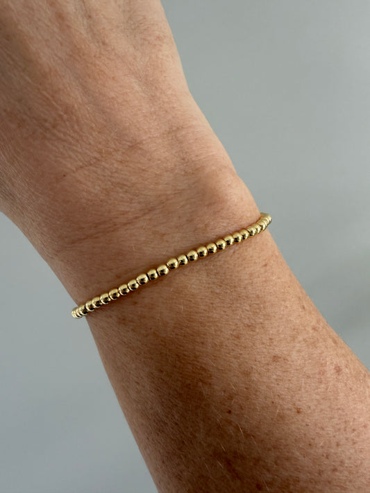 18K Gold-Filled 3mm Beaded Bracelet | Everyday Stackable Bracelet