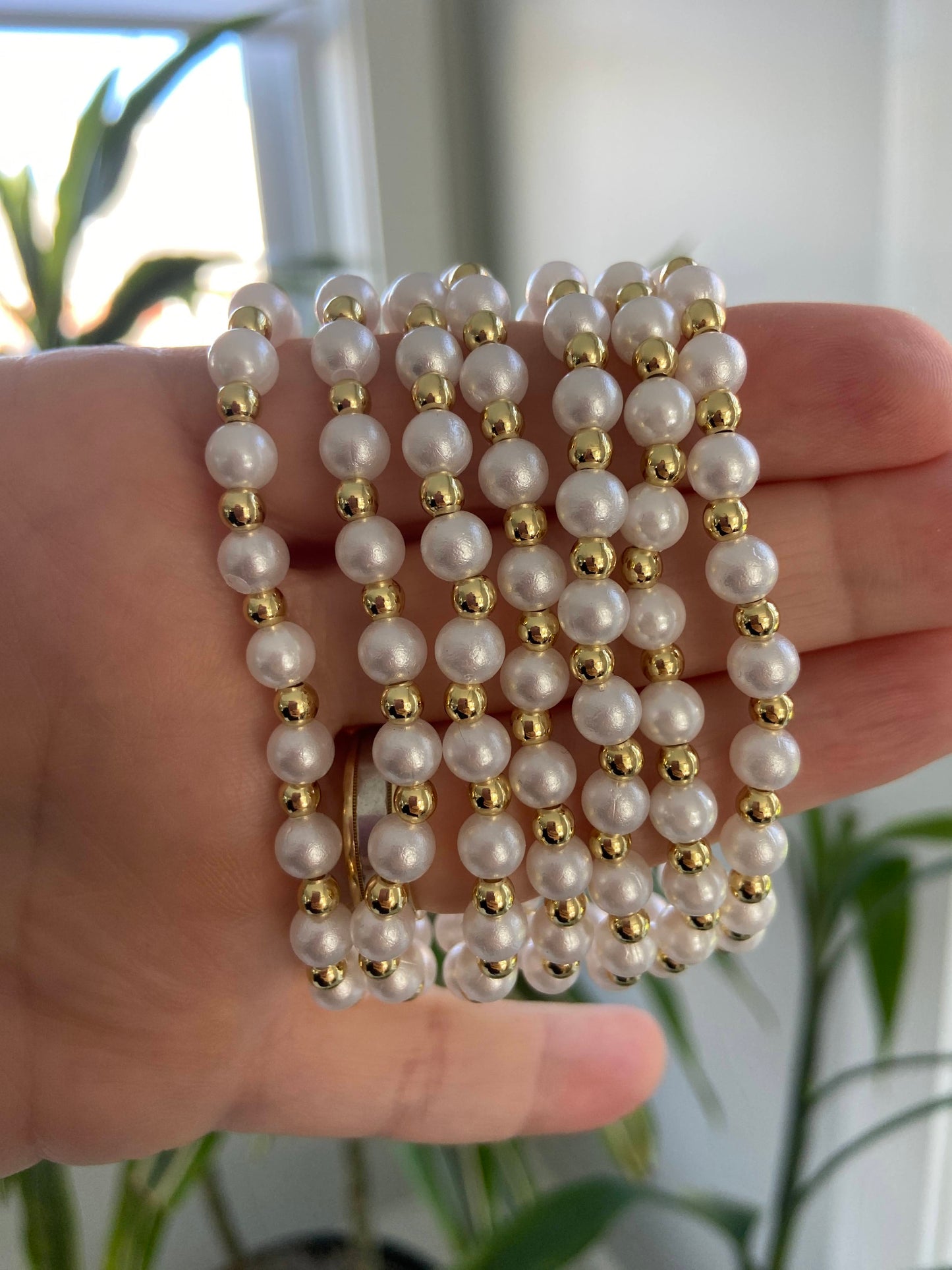 18k Gold-Filled and Pearls Beaded Bracelet
