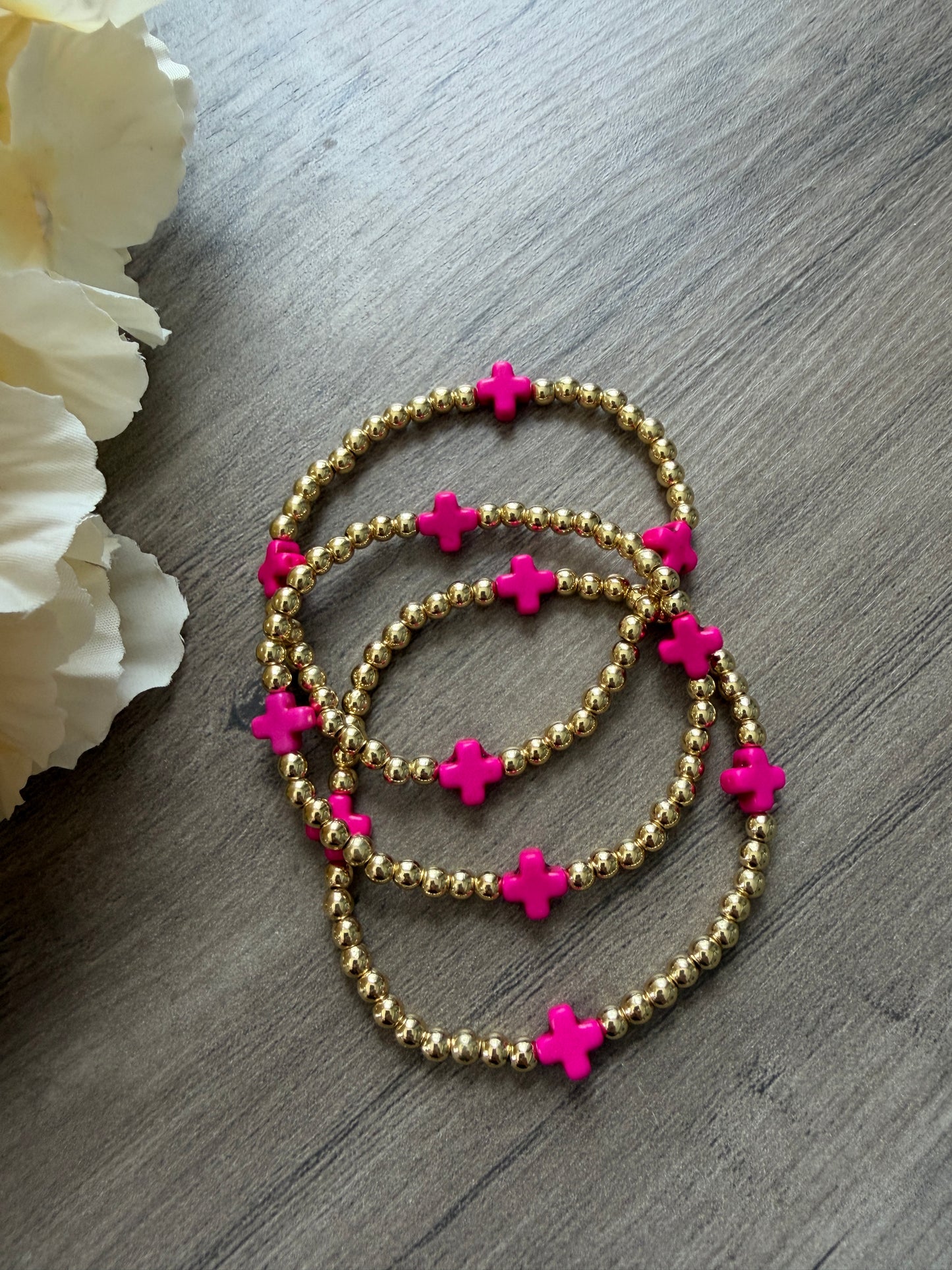 18k Gold-Filled Colorful Cross Beaded Bracelet (4mm)
