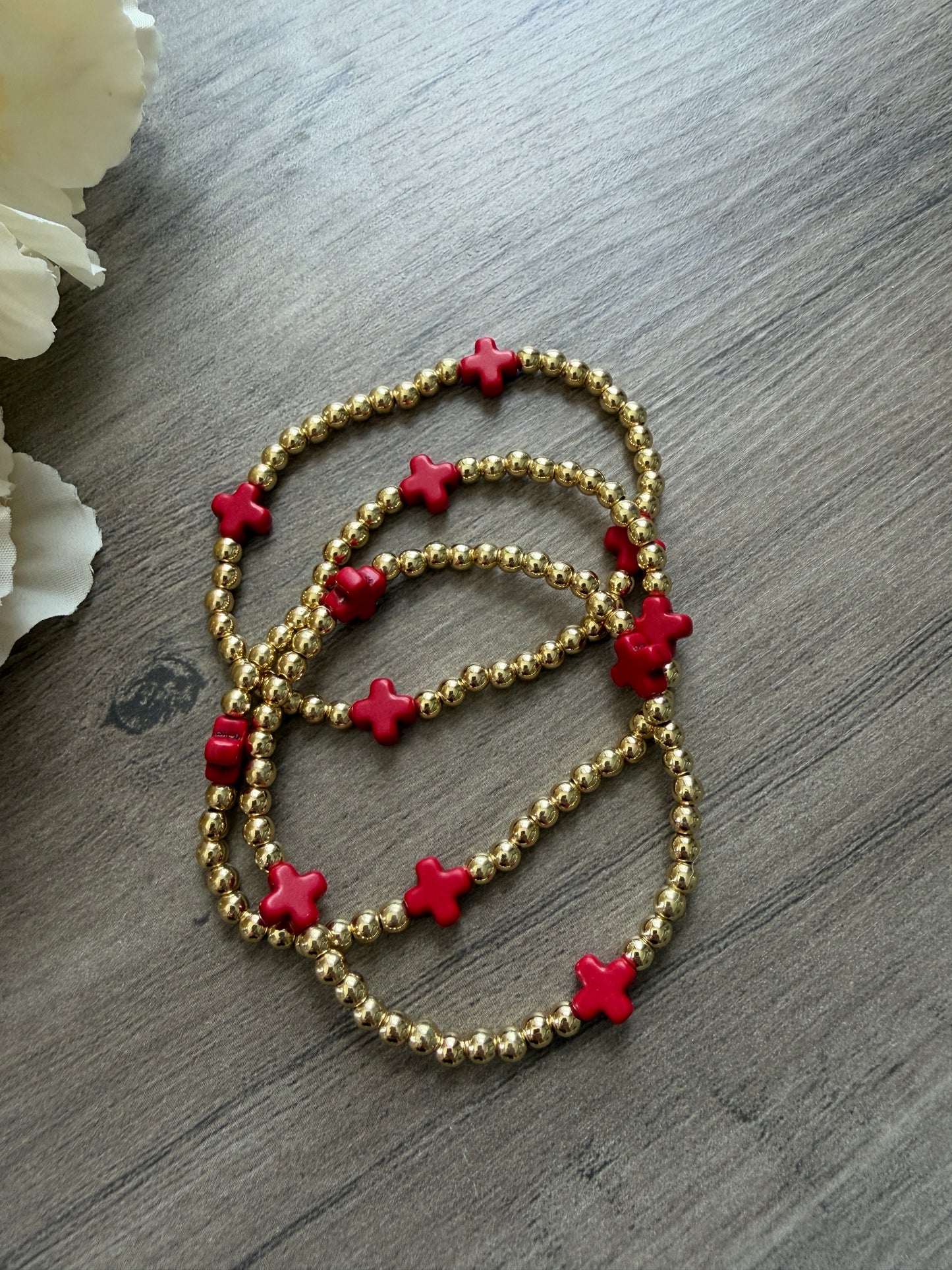 18k Gold-Filled Colorful Cross Beaded Bracelet (4mm)