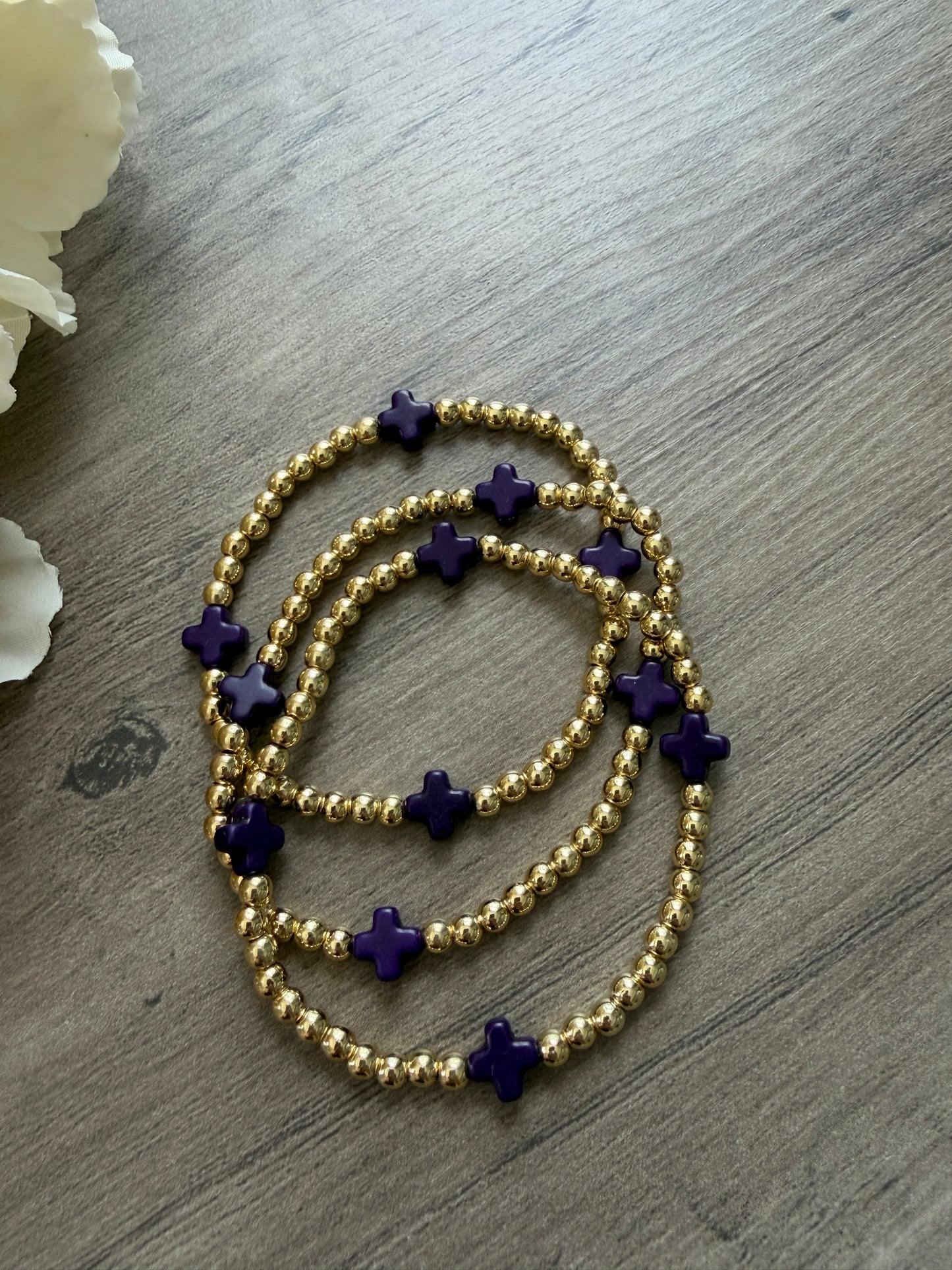 18k Gold-Filled Colorful Cross Beaded Bracelet (4mm)