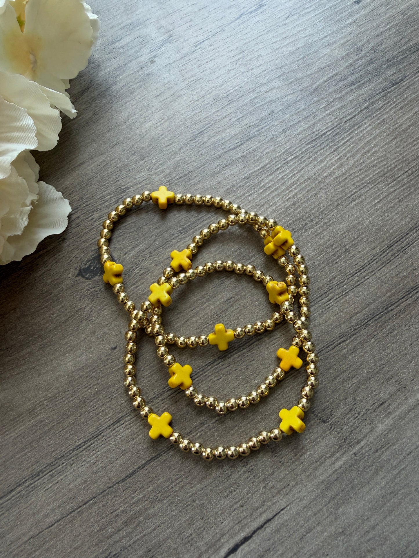 18k Gold-Filled Colorful Cross Beaded Bracelet (4mm)