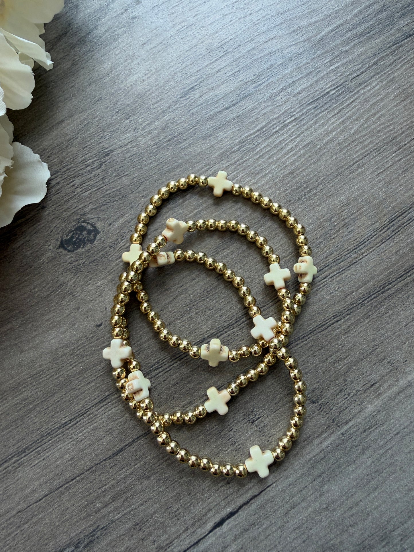 18k Gold-Filled Colorful Cross Beaded Bracelet (4mm)